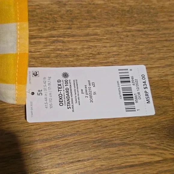 Carter's Girls Yellow Outfit 5T - Picture 2 of 2